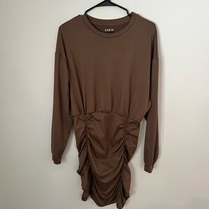SHEIN Chocolate Long Sleeve Ruched Top